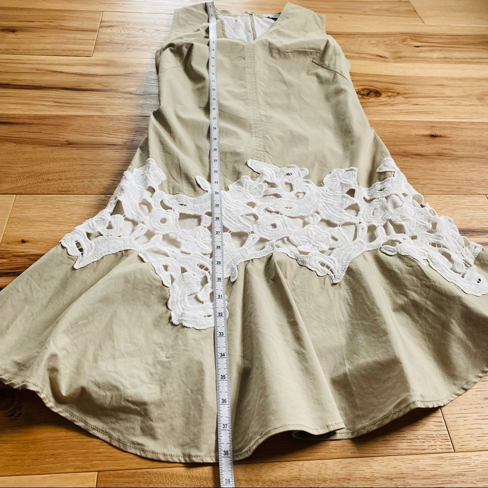 Derek Lam Khaki Lace V-Neck Dress Like New - Picture 13 of 16